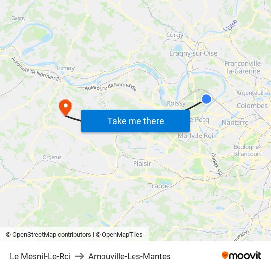 Le Mesnil-Le-Roi to Arnouville-Les-Mantes map