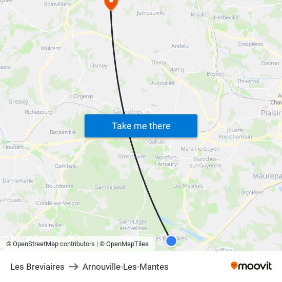 Les Breviaires to Arnouville-Les-Mantes map