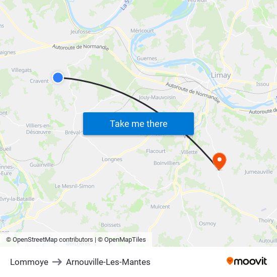 Lommoye to Arnouville-Les-Mantes map