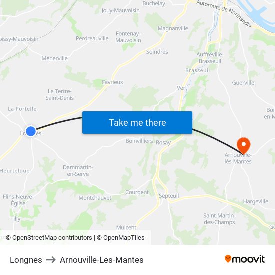 Longnes to Arnouville-Les-Mantes map