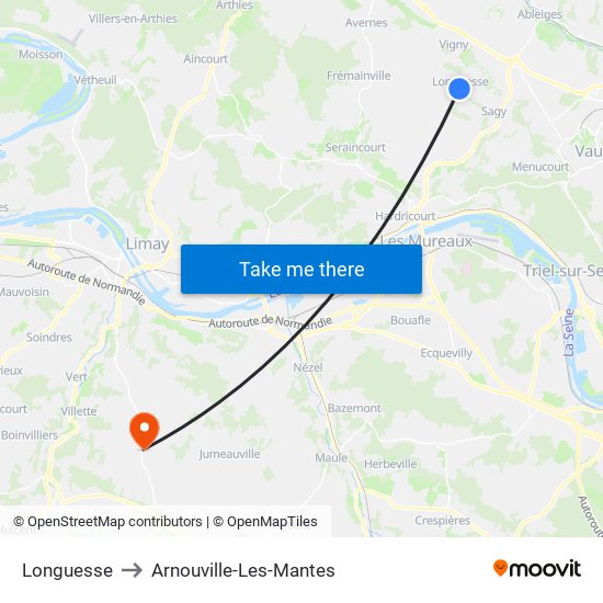 Longuesse to Arnouville-Les-Mantes map