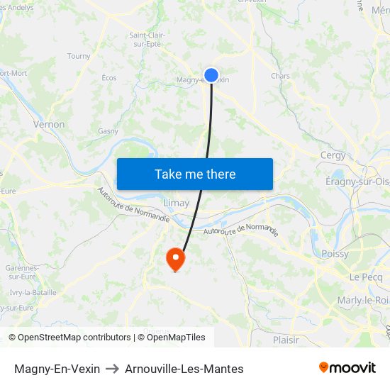 Magny-En-Vexin to Arnouville-Les-Mantes map
