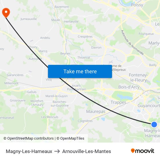 Magny-Les-Hameaux to Arnouville-Les-Mantes map
