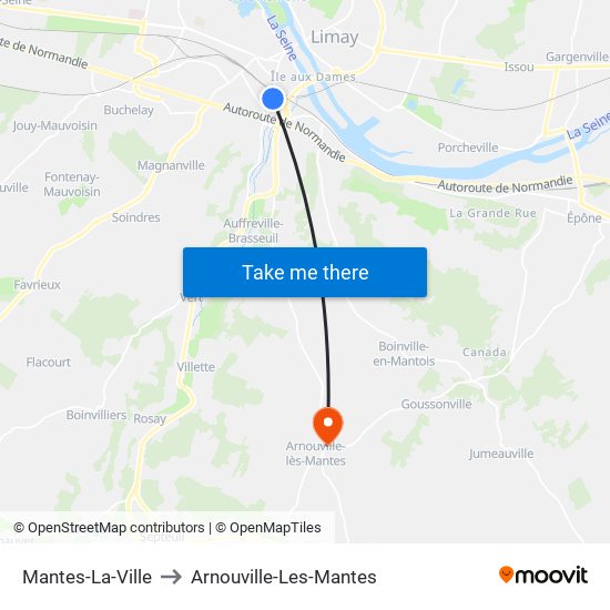 Mantes-La-Ville to Arnouville-Les-Mantes map
