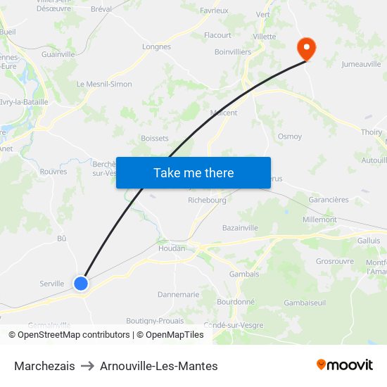 Marchezais to Arnouville-Les-Mantes map