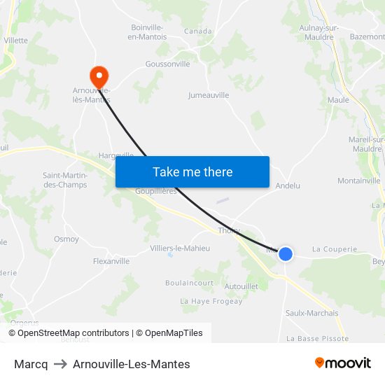 Marcq to Arnouville-Les-Mantes map