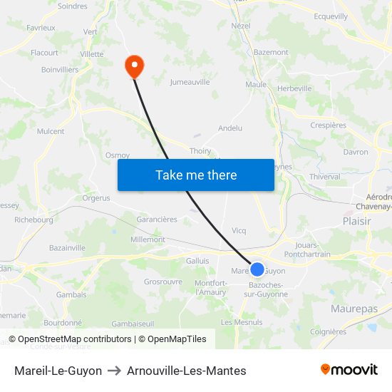 Mareil-Le-Guyon to Arnouville-Les-Mantes map