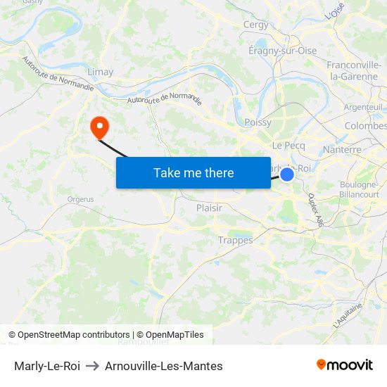 Marly-Le-Roi to Arnouville-Les-Mantes map