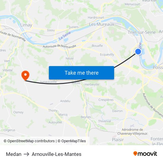 Medan to Arnouville-Les-Mantes map