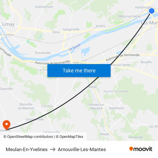Meulan-En-Yvelines to Arnouville-Les-Mantes map