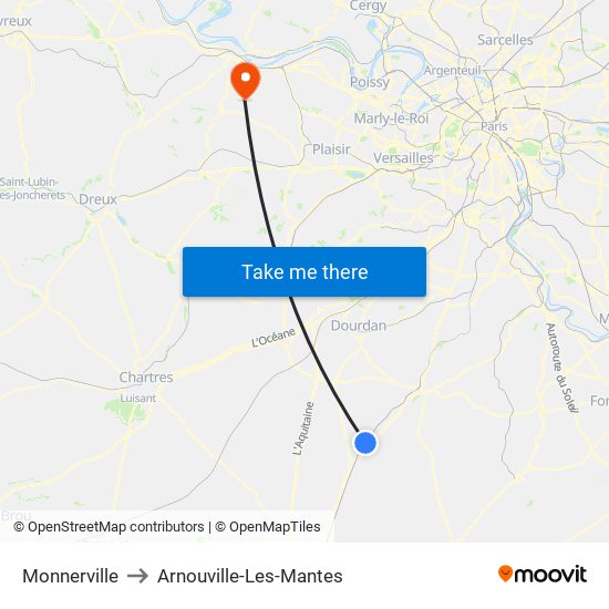 Monnerville to Arnouville-Les-Mantes map