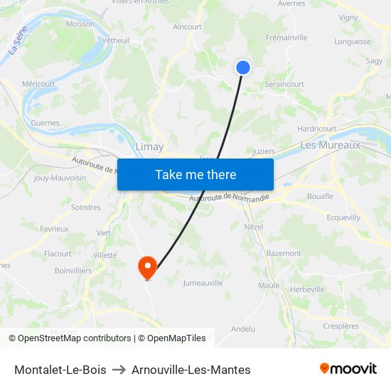Montalet-Le-Bois to Arnouville-Les-Mantes map