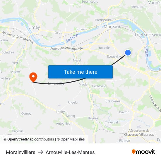 Morainvilliers to Arnouville-Les-Mantes map