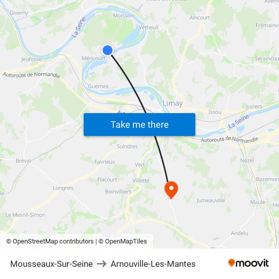 Mousseaux-Sur-Seine to Arnouville-Les-Mantes map
