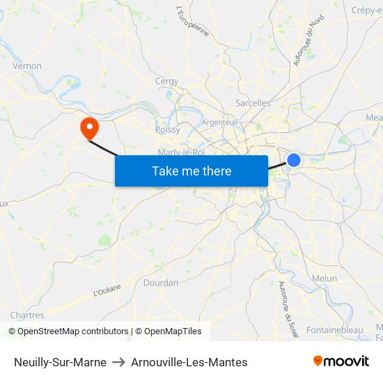 Neuilly-Sur-Marne to Arnouville-Les-Mantes map