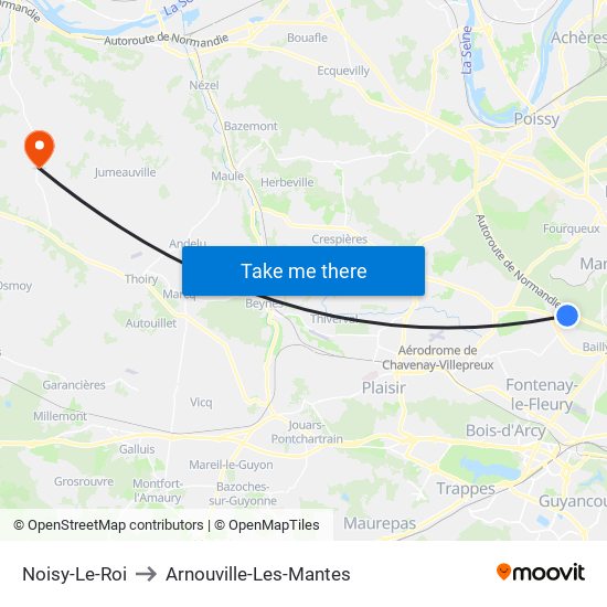 Noisy-Le-Roi to Arnouville-Les-Mantes map