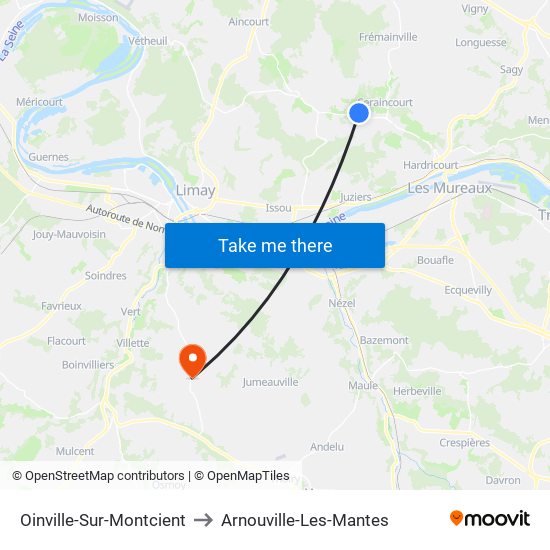 Oinville-Sur-Montcient to Arnouville-Les-Mantes map