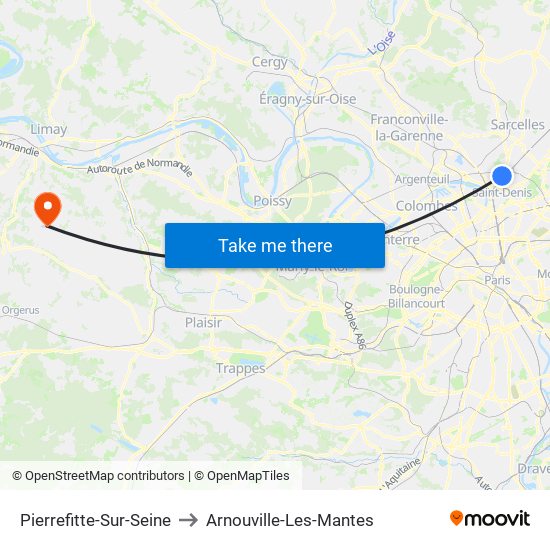 Pierrefitte-Sur-Seine to Arnouville-Les-Mantes map