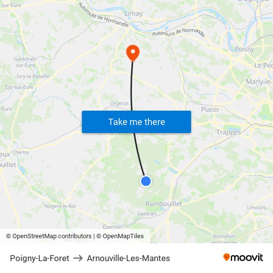 Poigny-La-Foret to Arnouville-Les-Mantes map