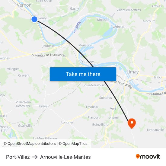 Port-Villez to Arnouville-Les-Mantes map