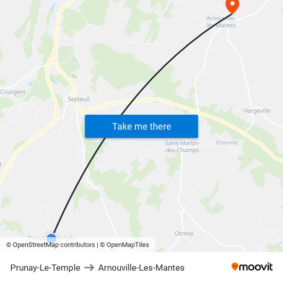 Prunay-Le-Temple to Arnouville-Les-Mantes map