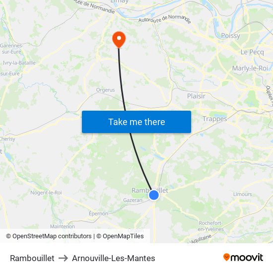 Rambouillet to Arnouville-Les-Mantes map