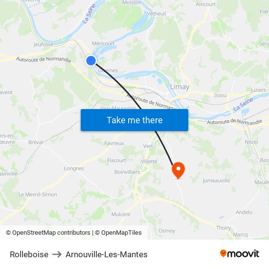 Rolleboise to Arnouville-Les-Mantes map