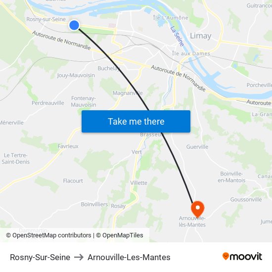 Rosny-Sur-Seine to Arnouville-Les-Mantes map