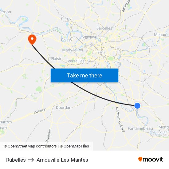 Rubelles to Arnouville-Les-Mantes map