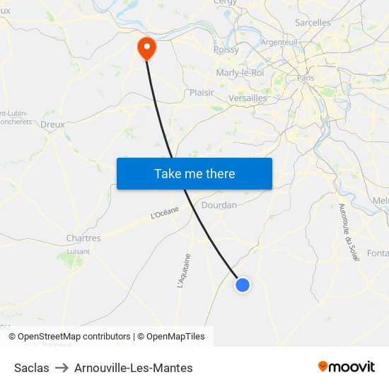 Saclas to Arnouville-Les-Mantes map