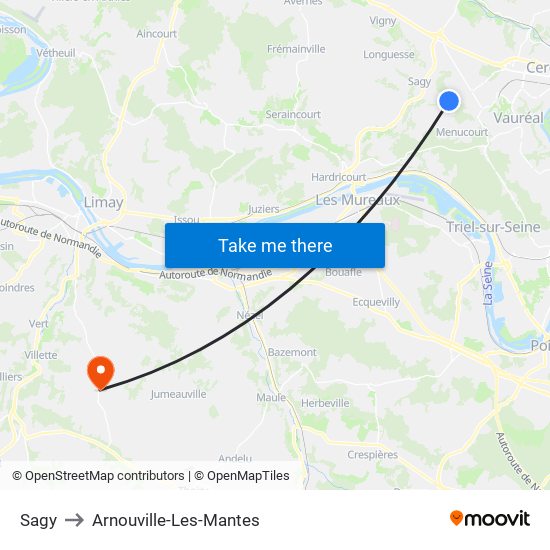 Sagy to Arnouville-Les-Mantes map