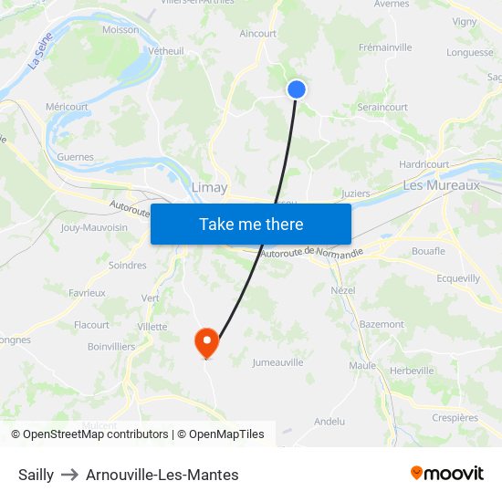 Sailly to Arnouville-Les-Mantes map