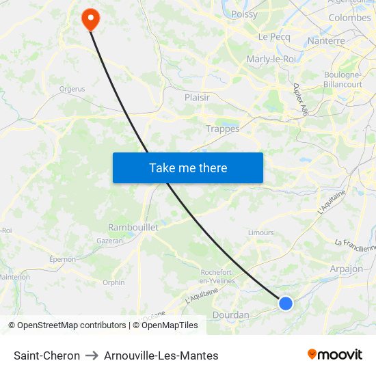 Saint-Cheron to Arnouville-Les-Mantes map