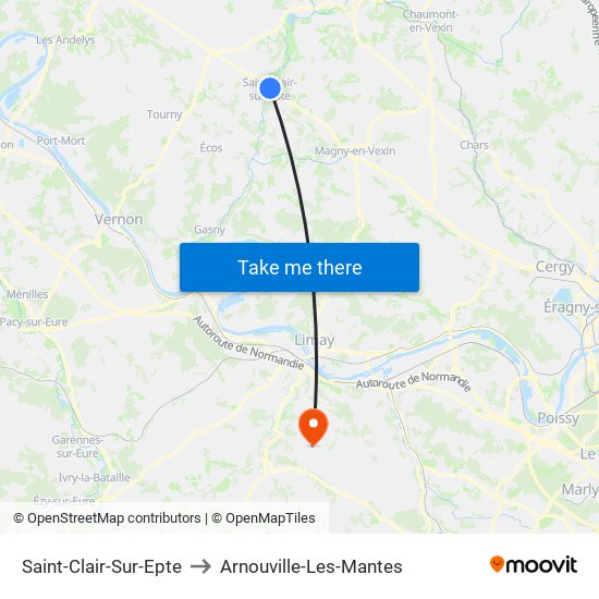 Saint-Clair-Sur-Epte to Arnouville-Les-Mantes map