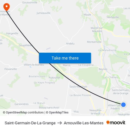 Saint-Germain-De-La-Grange to Arnouville-Les-Mantes map