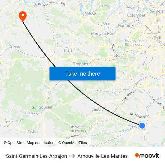 Saint-Germain-Les-Arpajon to Arnouville-Les-Mantes map