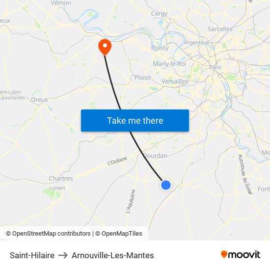 Saint-Hilaire to Arnouville-Les-Mantes map