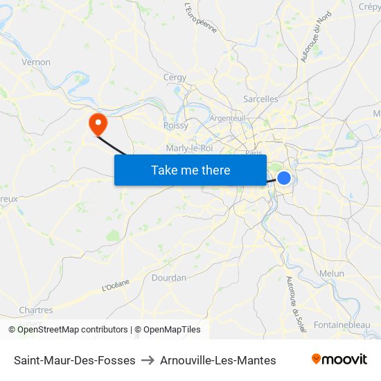 Saint-Maur-Des-Fosses to Arnouville-Les-Mantes map