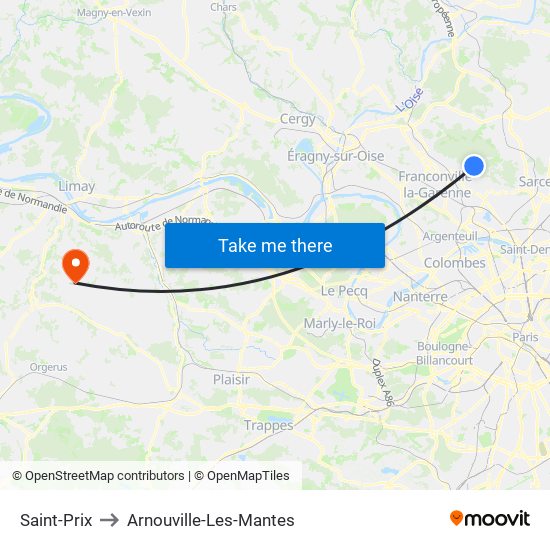 Saint-Prix to Arnouville-Les-Mantes map