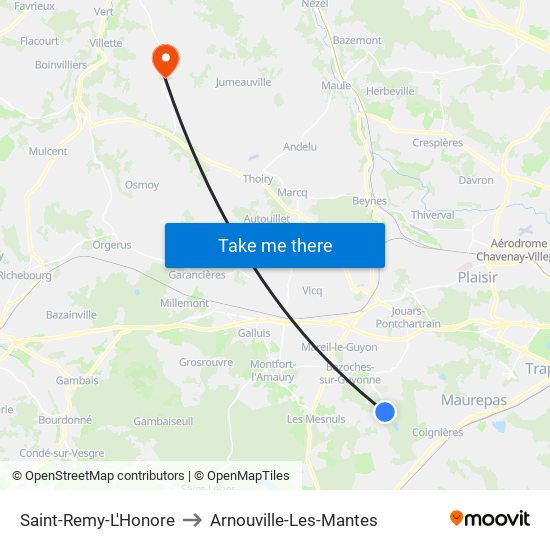 Saint-Remy-L'Honore to Arnouville-Les-Mantes map