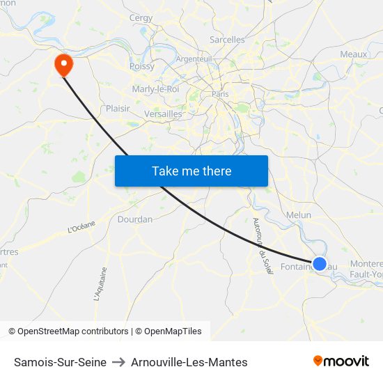 Samois-Sur-Seine to Arnouville-Les-Mantes map