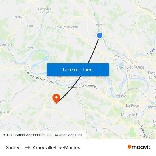 Santeuil to Arnouville-Les-Mantes map