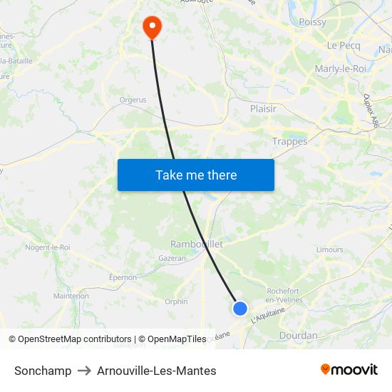 Sonchamp to Arnouville-Les-Mantes map
