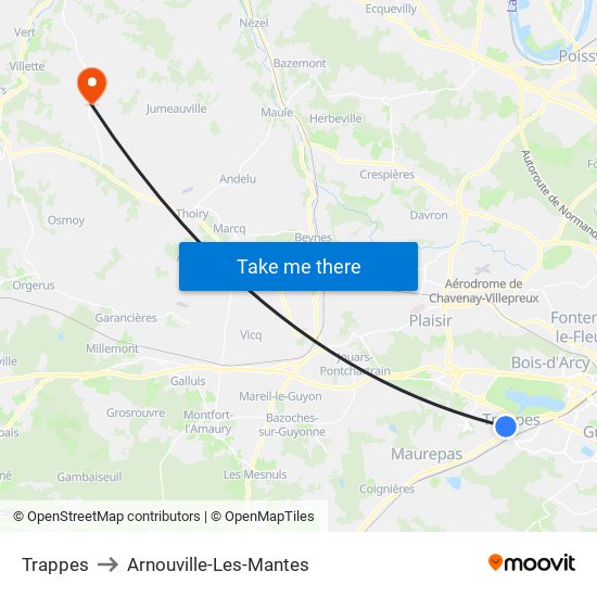 Trappes to Arnouville-Les-Mantes map
