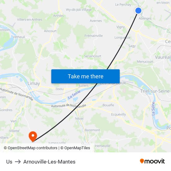 Us to Arnouville-Les-Mantes map