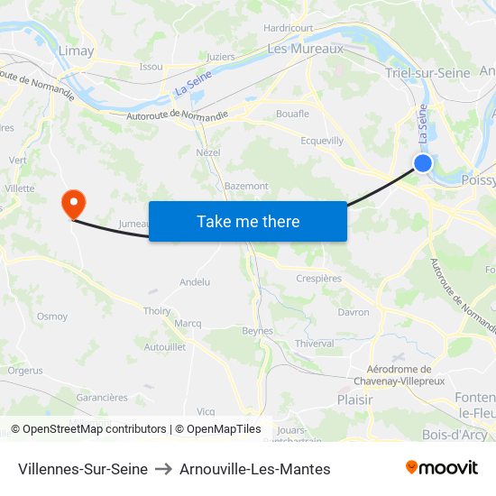 Villennes-Sur-Seine to Arnouville-Les-Mantes map