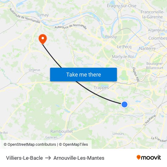 Villiers-Le-Bacle to Arnouville-Les-Mantes map