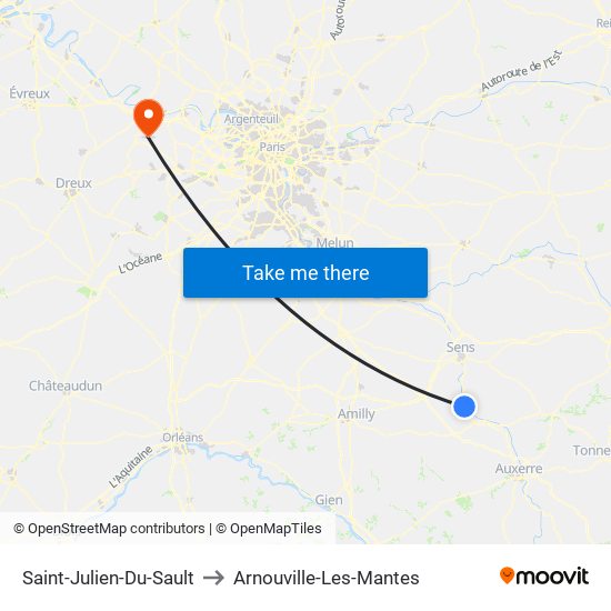 Saint-Julien-Du-Sault to Arnouville-Les-Mantes map