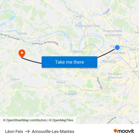 Léon Feix to Arnouville-Les-Mantes map