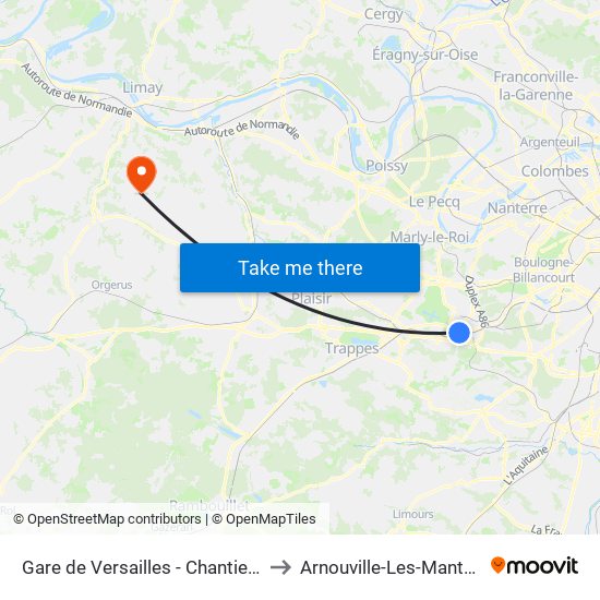 Gare de Versailles - Chantiers to Arnouville-Les-Mantes map